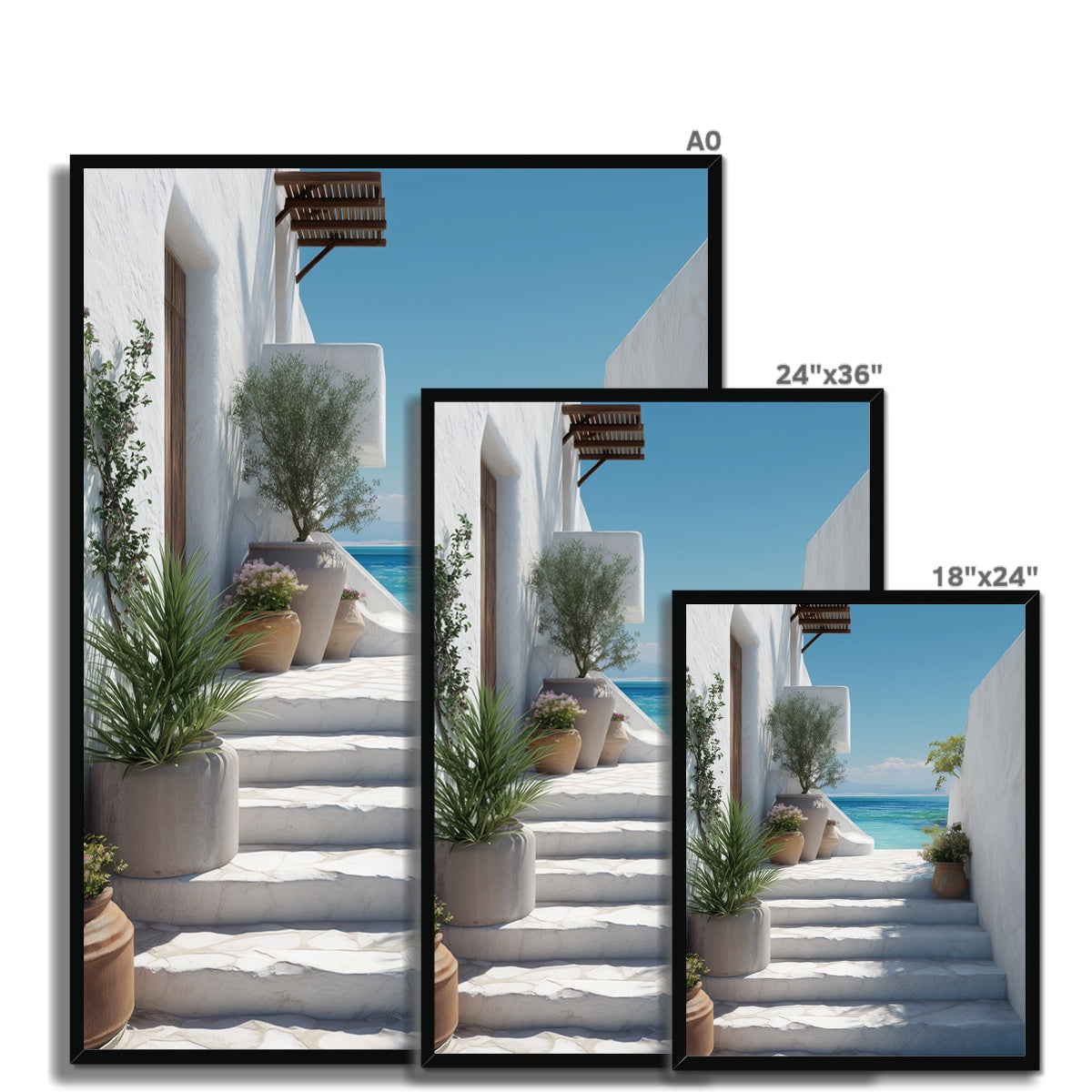 Jen Fargeot Creative | Mediterranean | Wall Art | Greek Stairs | Framed Print