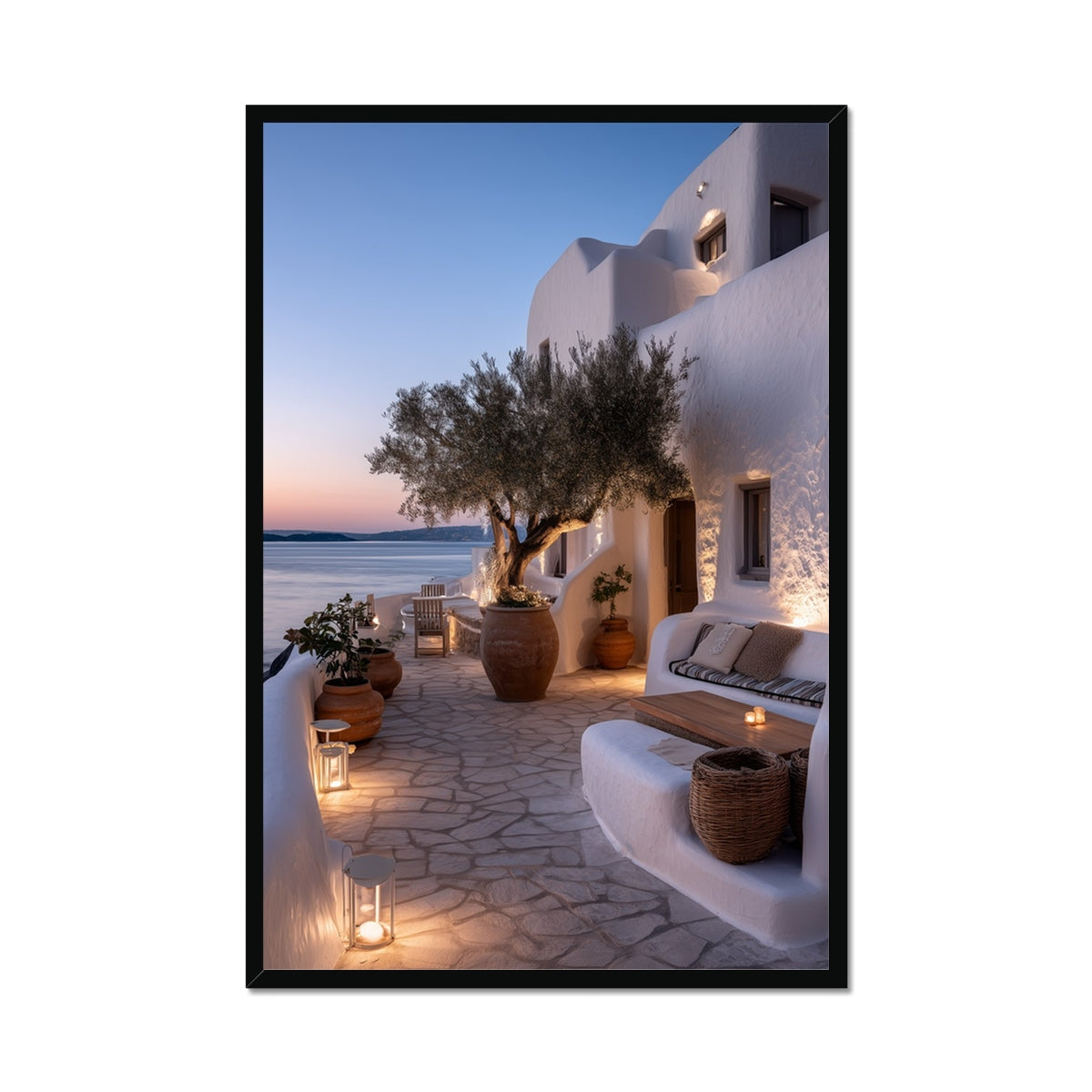 Jen Fargeot Creative | Mediterranean | Wall Art | A Mykonos Dusk (2) | Framed Print