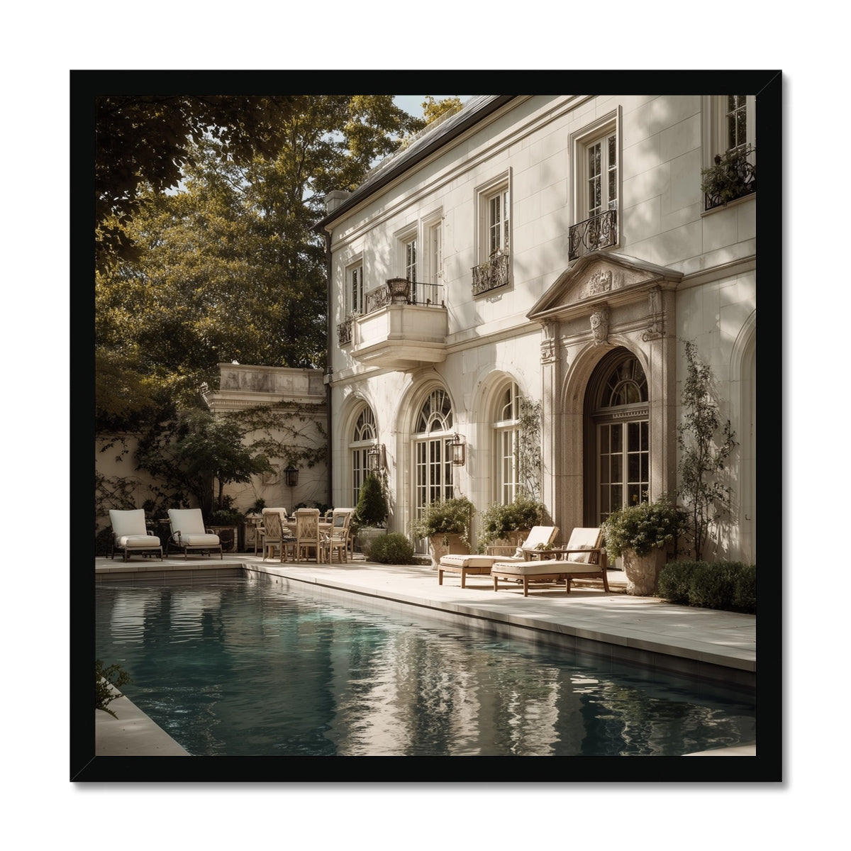 Jen Fargeot Creative | Architecture | Wall Art | The Mansion's Poolside | Framed Print