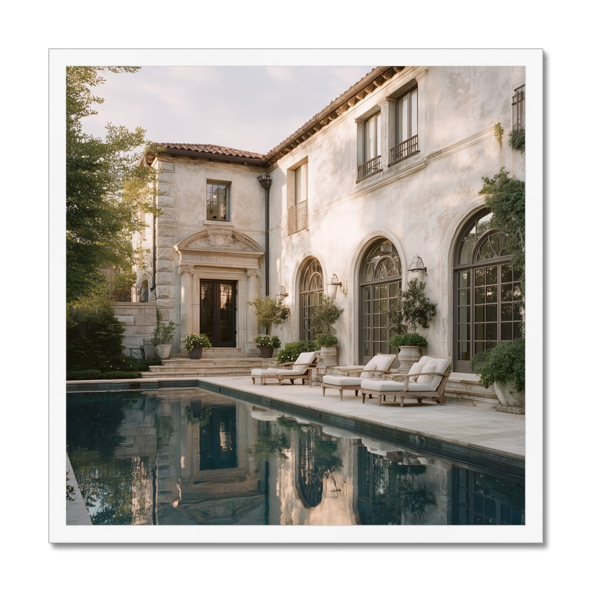 Jen Fargeot Creative | Architecture | Wall Art | The Mansion's Poolside (2) | Framed Print