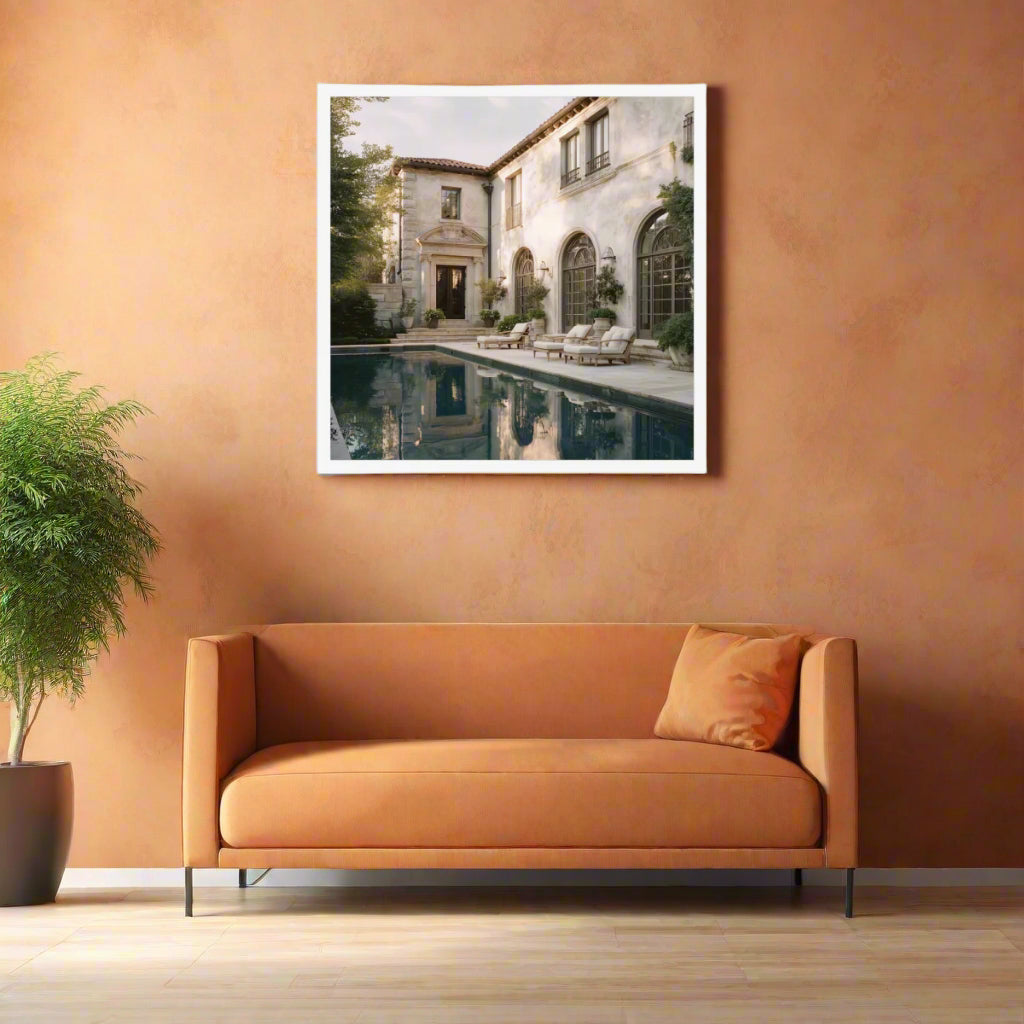 Jen Fargeot Creative | Architecture | Wall Art | The Mansion's Poolside (2) | Framed Print