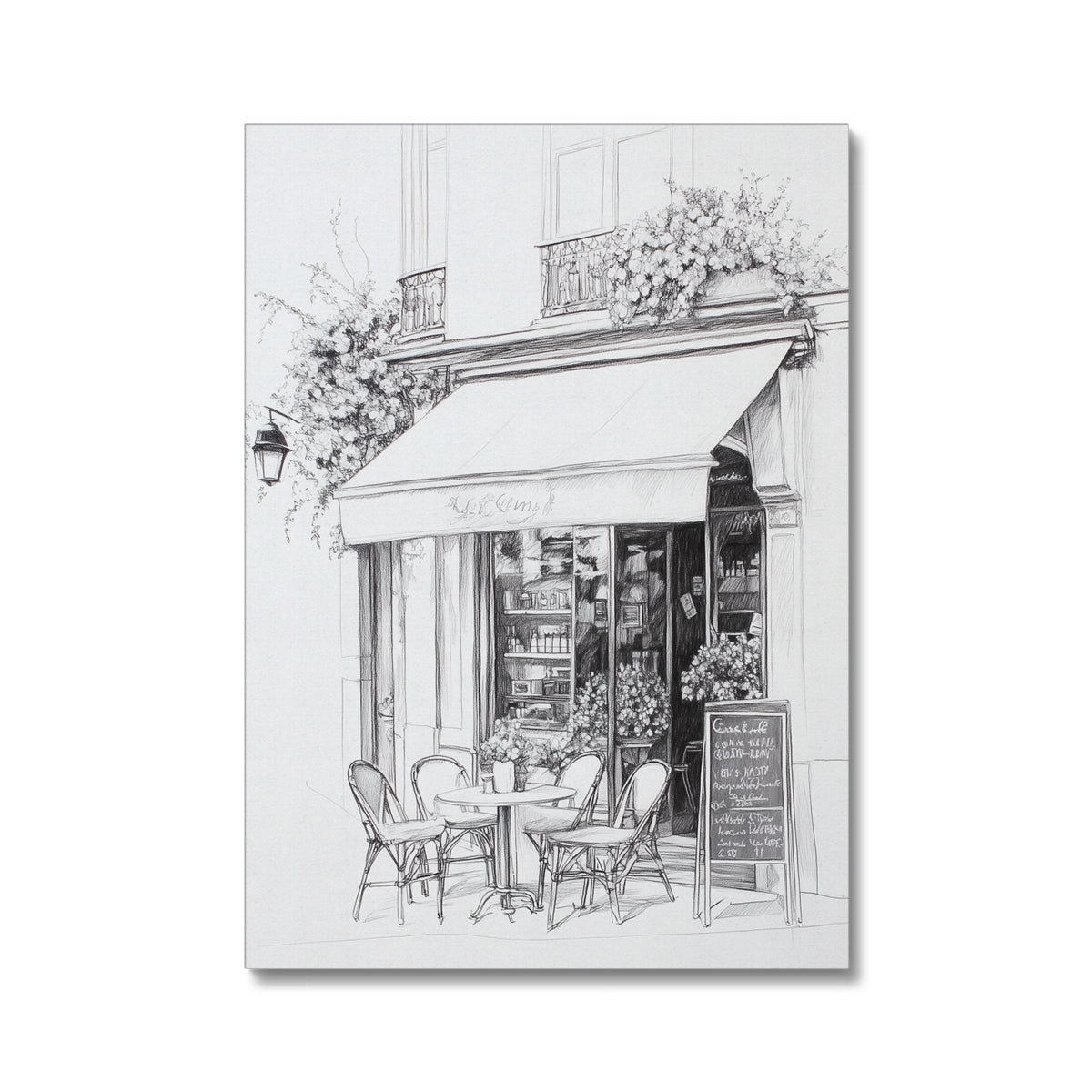 Jen Fargeot Creative | Pencil Drawing | Parisian Coffee Side Profile | Wall Art | Canvas
