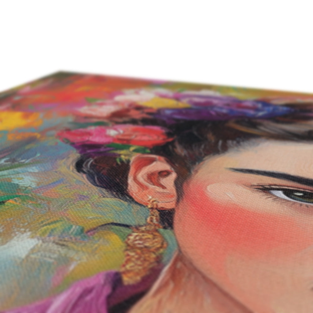 Jen Fargeot Creative | Portrait | Wall Art | Frida Kahlo with Flowers | Canvas