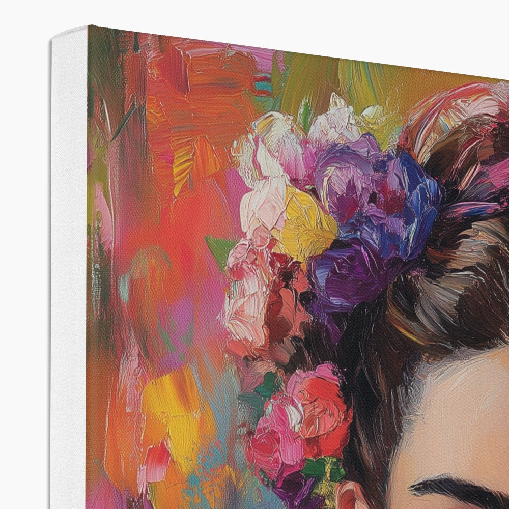 Jen Fargeot Creative | Portrait | Wall Art | Frida Kahlo with Flowers | Canvas