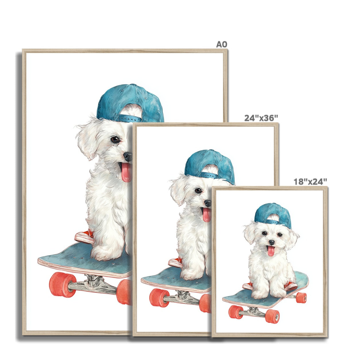 Jen Fargeot Creative | Animal | Wall Art | Skate Pup | Framed Print