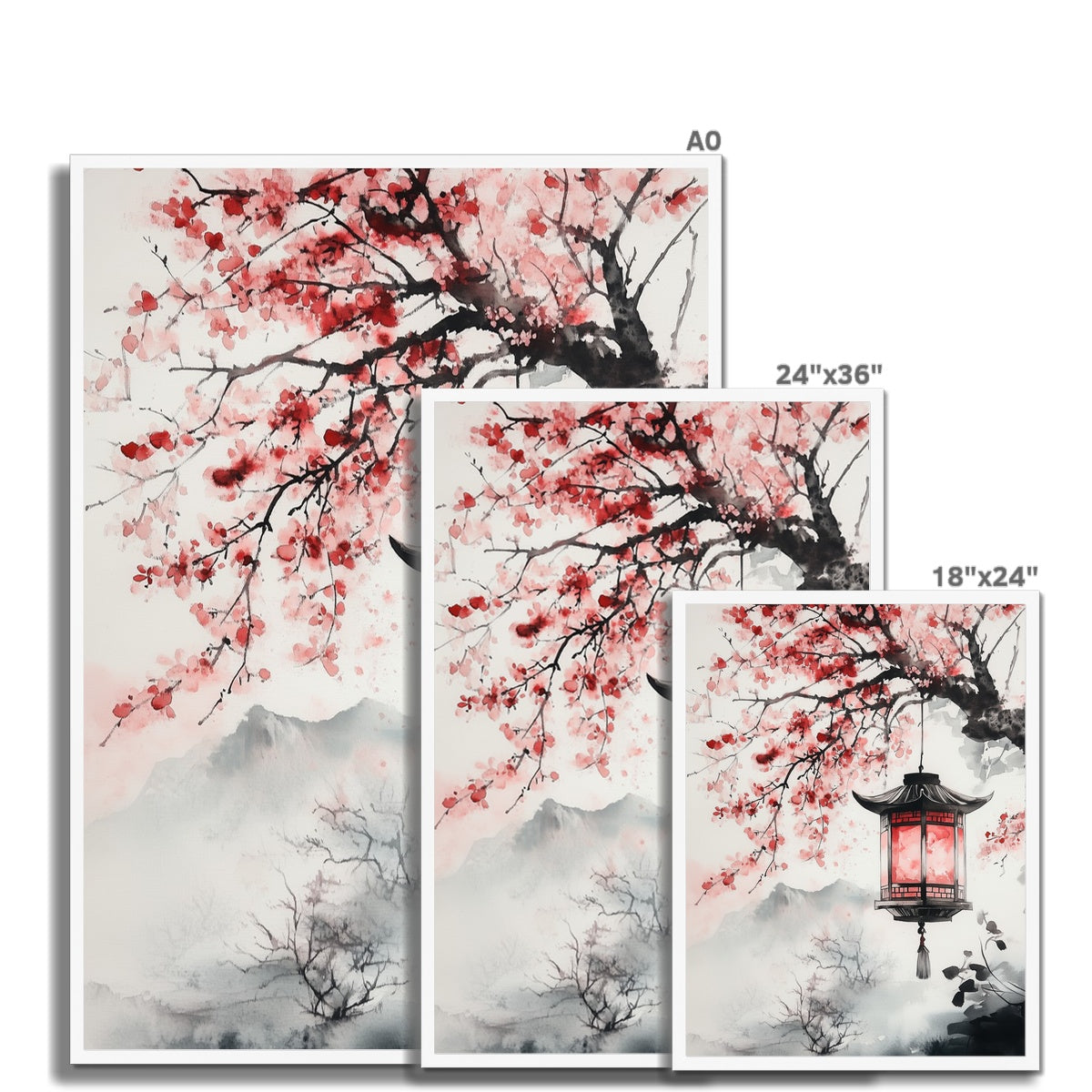 Jen Fargeot Creative | Japanese | Wall Art | Lantern under the Blossoms | Framed Print