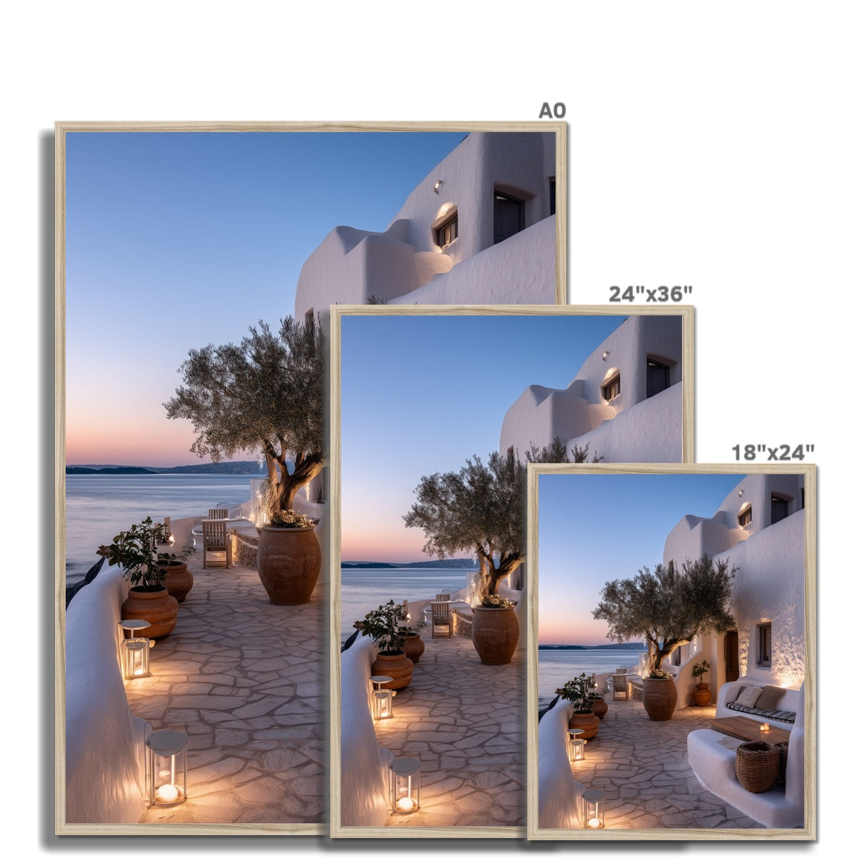 Jen Fargeot Creative | Mediterranean | Wall Art | A Mykonos Dusk (2) | Framed Print