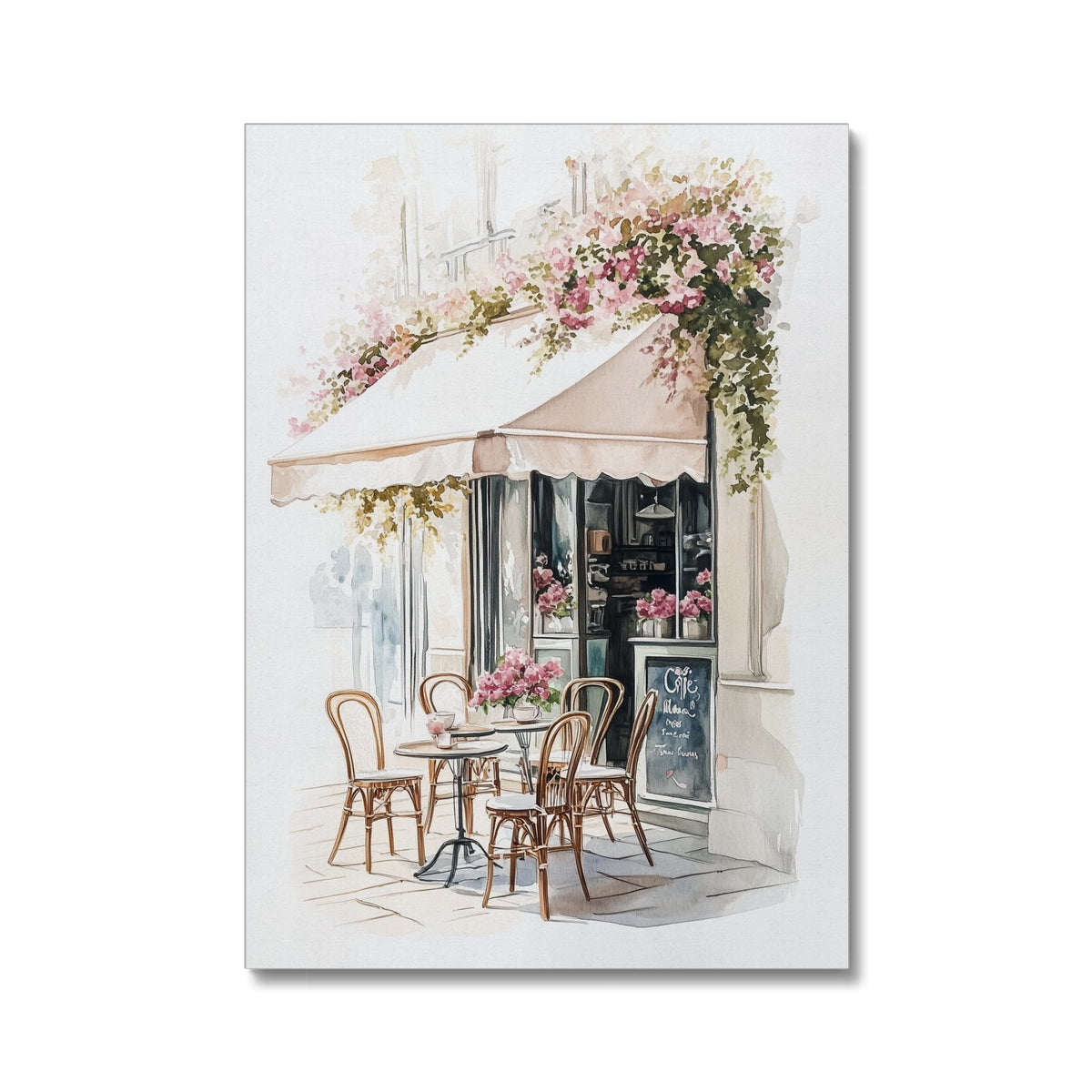 Jen Fargeot Creative | Watercolour | Parisian Café Side Profile | Wall Art | Canvas
