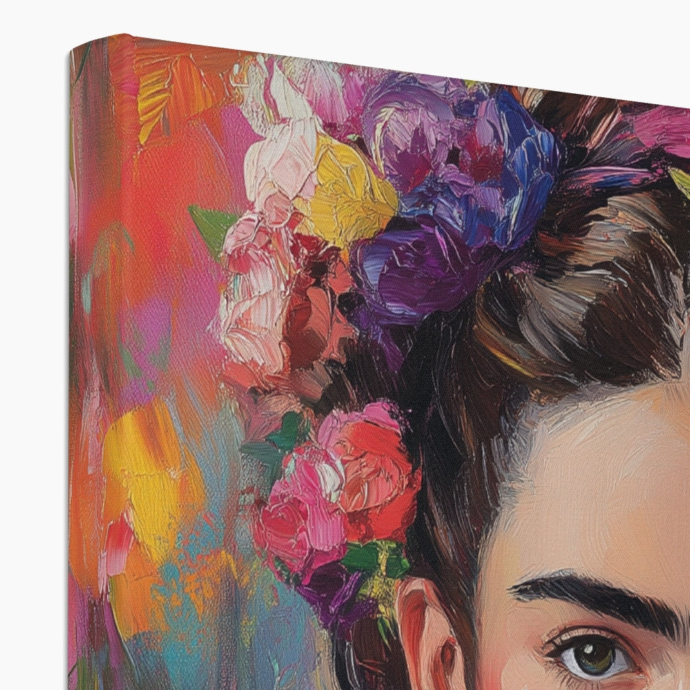 Jen Fargeot Creative | Portrait | Wall Art | Frida Kahlo with Flowers | Canvas