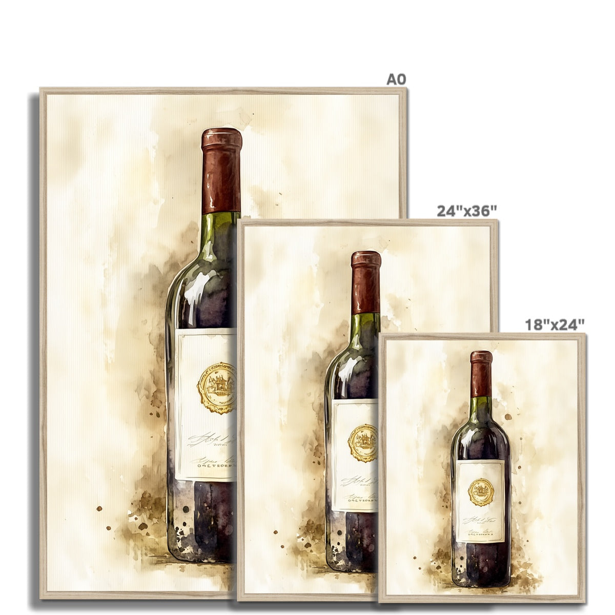 Jen Fargeot Creative | Watercolour | Wall Art | Vintage Wine | Framed Print