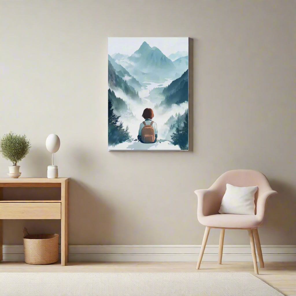Jen Fargeot Creative | Children Watercolour | Wall Art | Girl on the Mountain Range