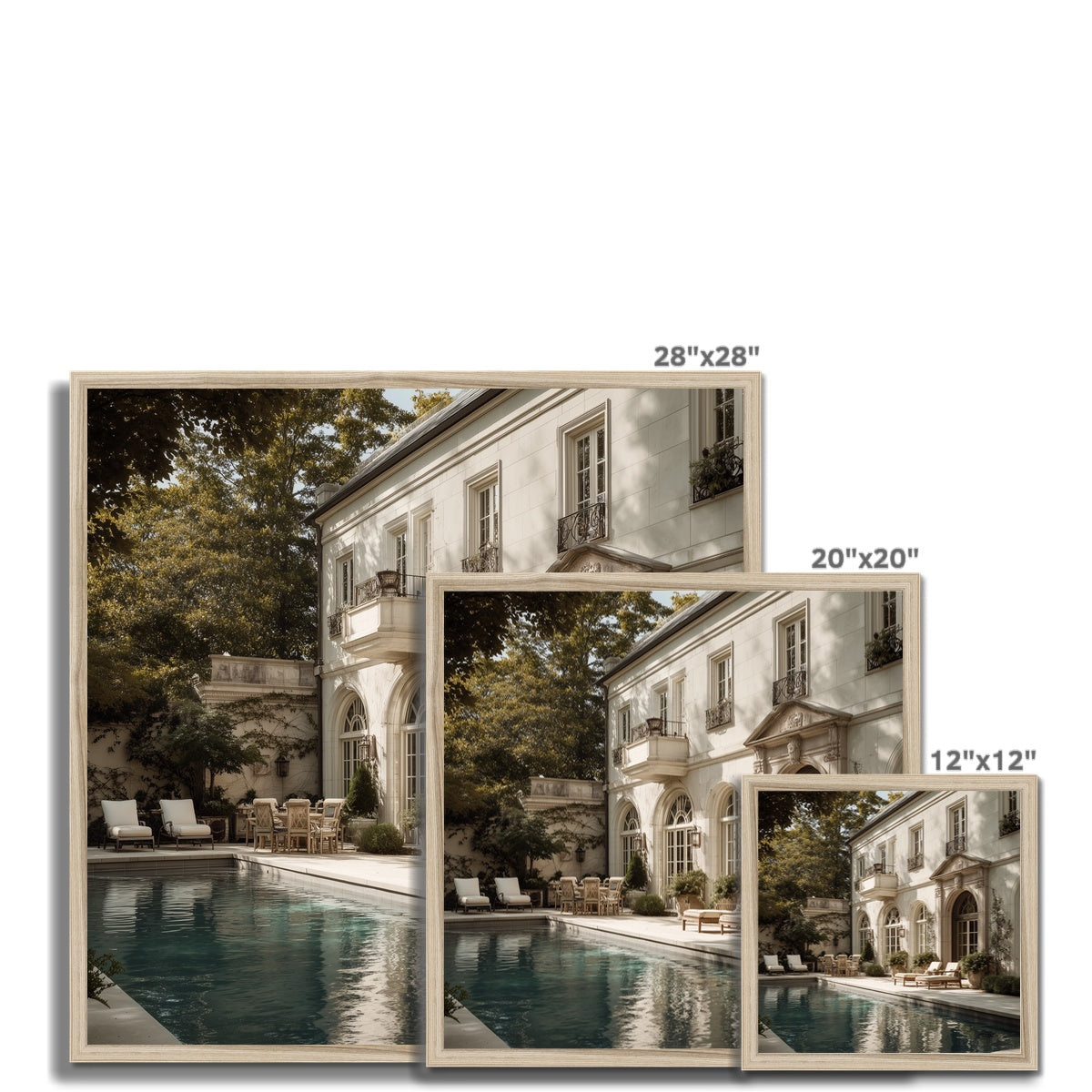 Jen Fargeot Creative | Architecture | Wall Art | The Mansion's Poolside | Framed Print
