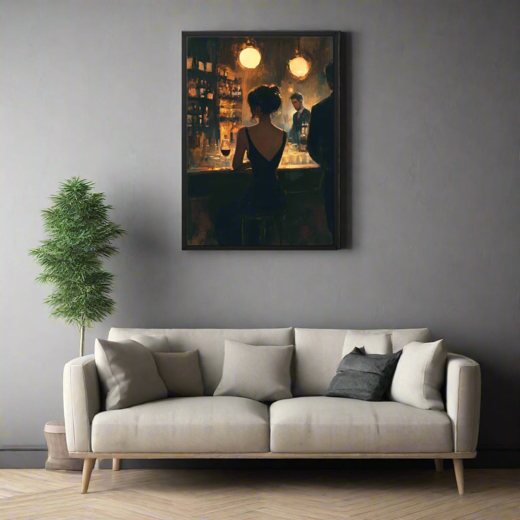 Jen Fargeot Creative | Portrait | Wall Art | Alone at the Bar | Framed Canvas