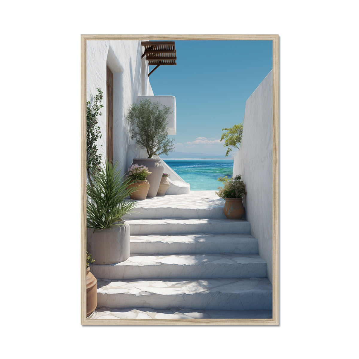 Jen Fargeot Creative | Mediterranean | Wall Art | Greek Stairs | Framed Print