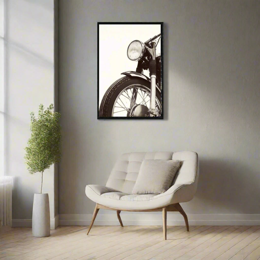 Jen Fargeot Creative | Black & White | Wall Art | Vintage Motorcycle | Framed Print