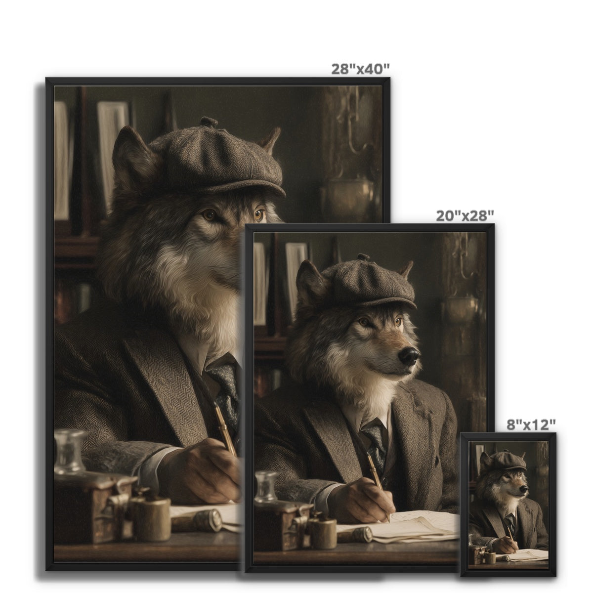 Jen Fargeot Creative | Animal | Wall Art | Writer Wolf | Framed Canvas