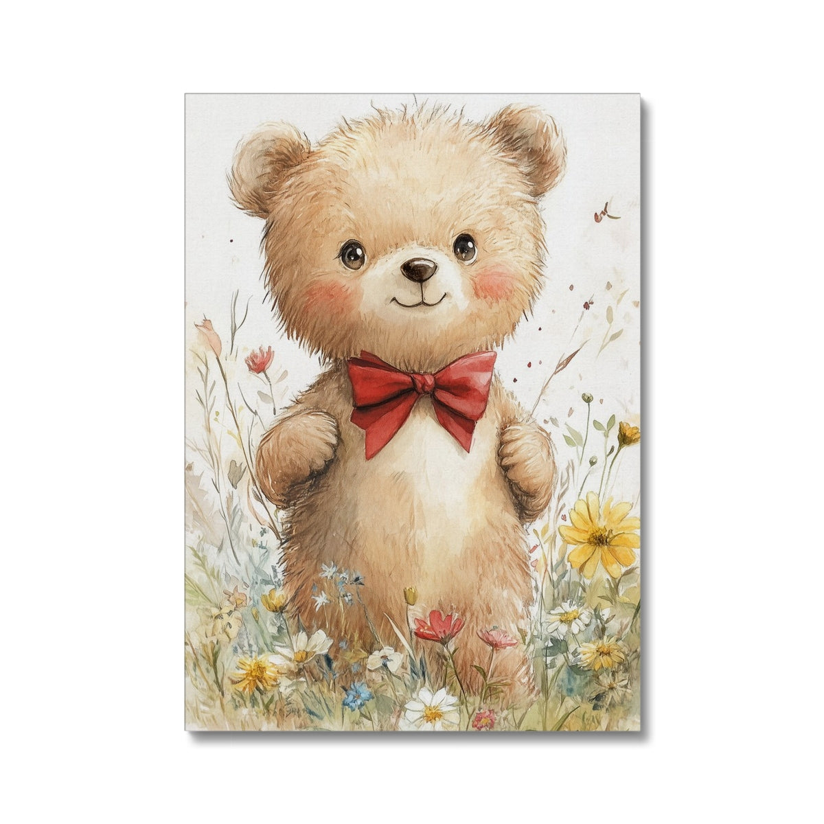 Jen Fargeot Creative | Children Watercolour | Wall Art | Teddy Bear in Wild Flowers | Canvas