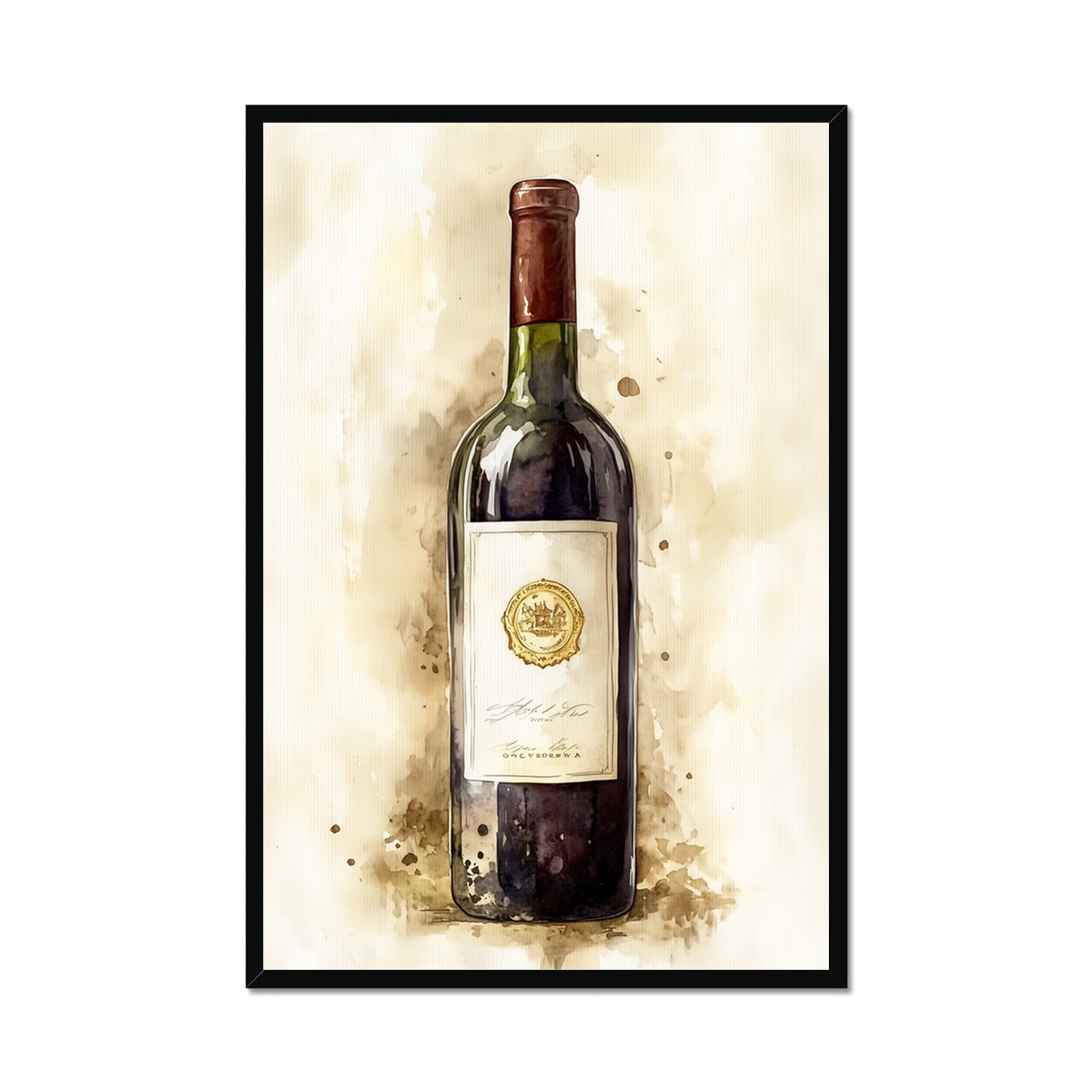 Jen Fargeot Creative | Watercolour | Wall Art | Vintage Wine | Framed Print