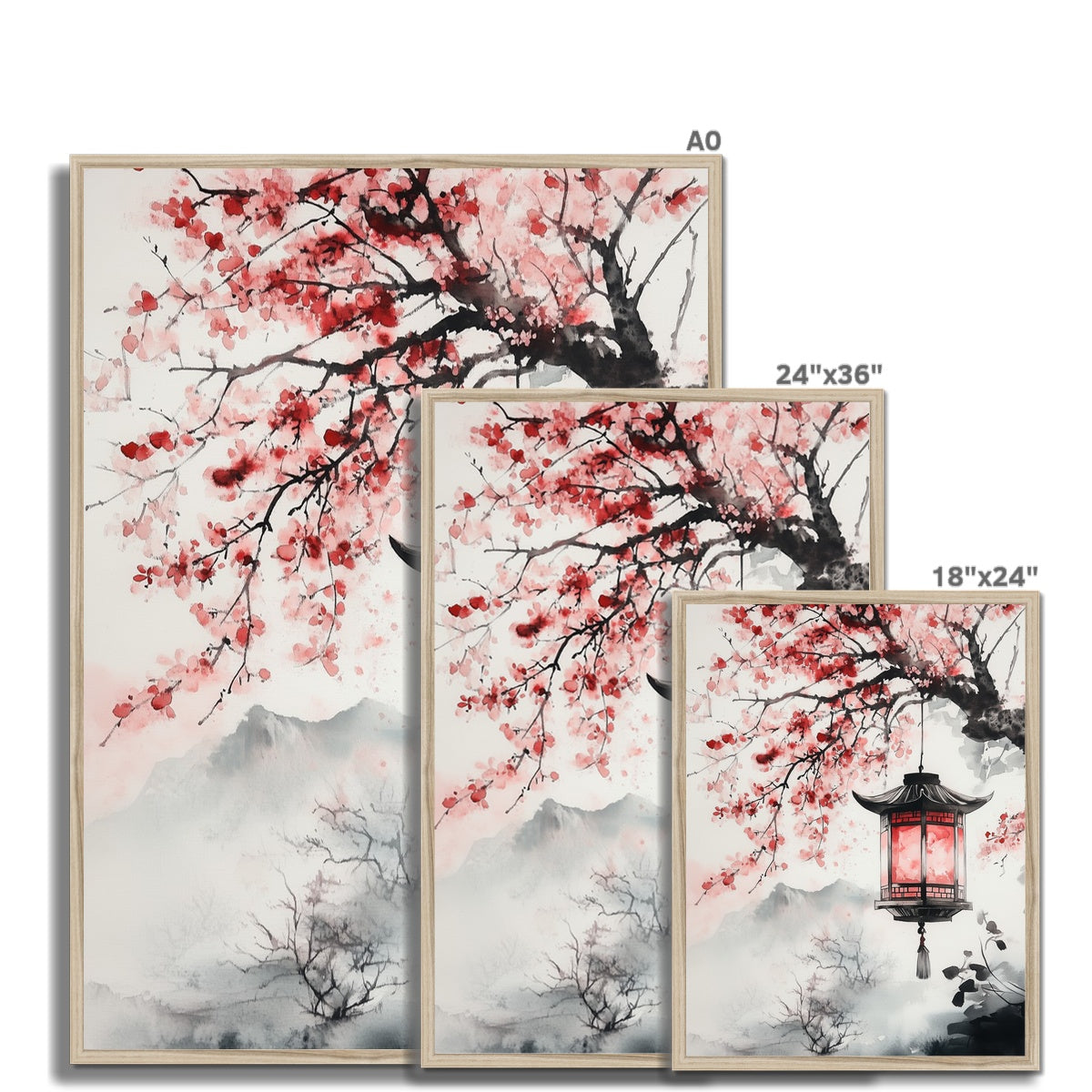 Jen Fargeot Creative | Japanese | Wall Art | Lantern under the Blossoms | Framed Print