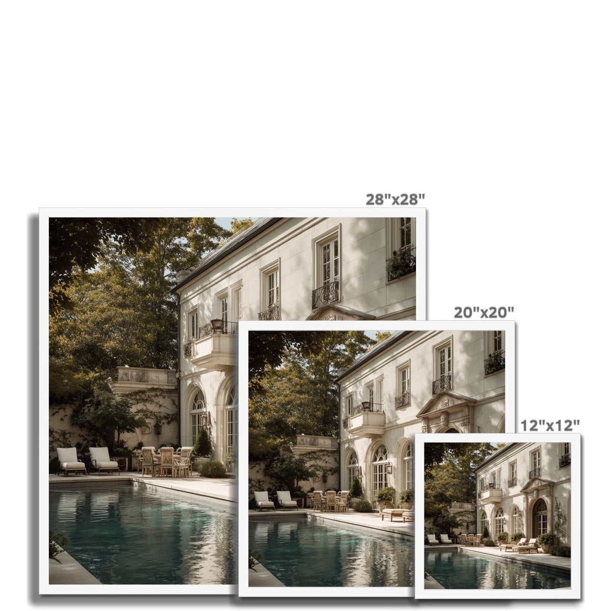 Jen Fargeot Creative | Architecture | Wall Art | The Mansion's Poolside | Framed Print