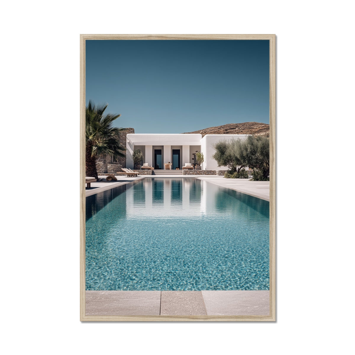 Jen Fargeot Creative | Mediterranean | Wall Art | A Mykonos Villa | Framed Print