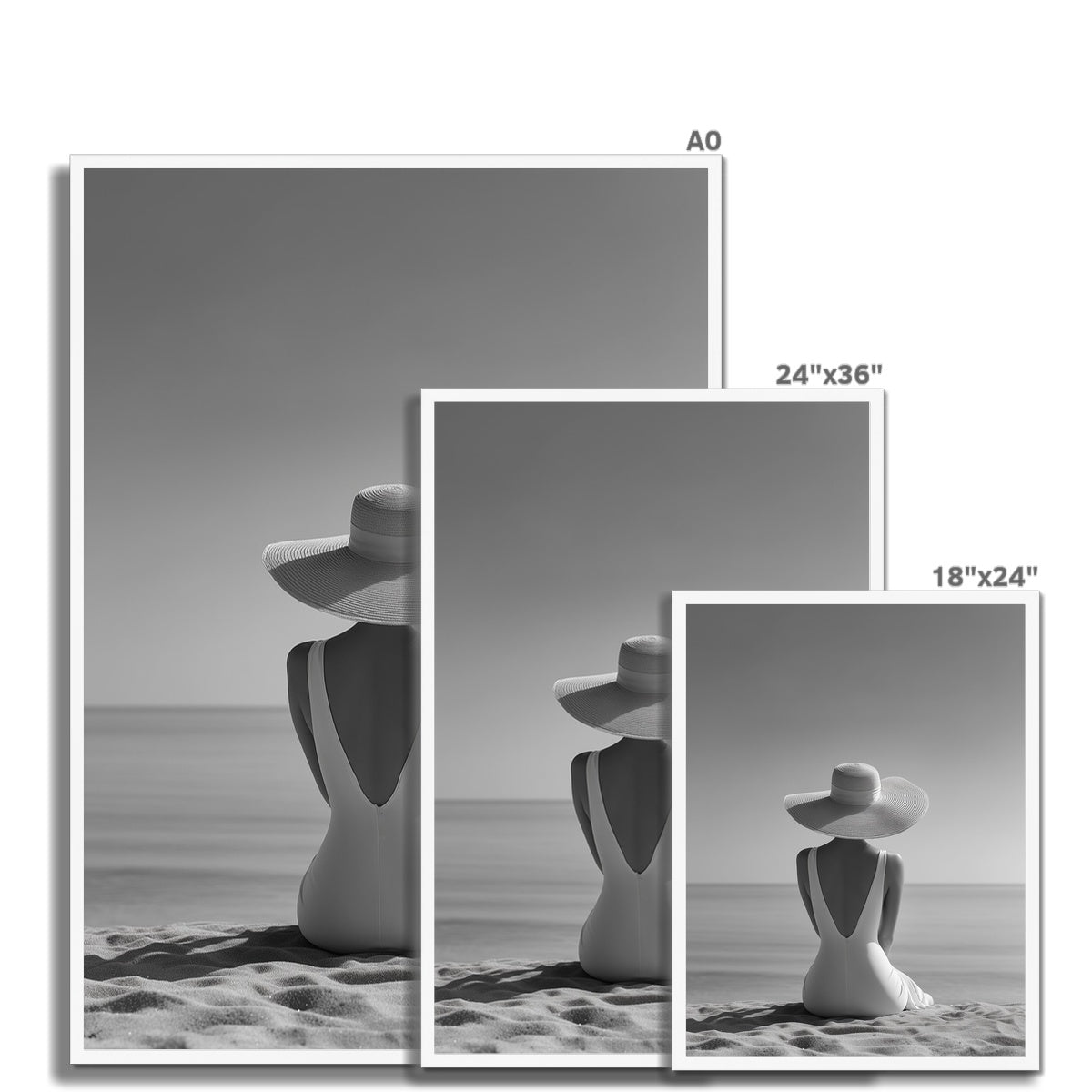 Jen Fargeot Creative | Black & White | Wall Art | Sitting on the Beach | Framed Print