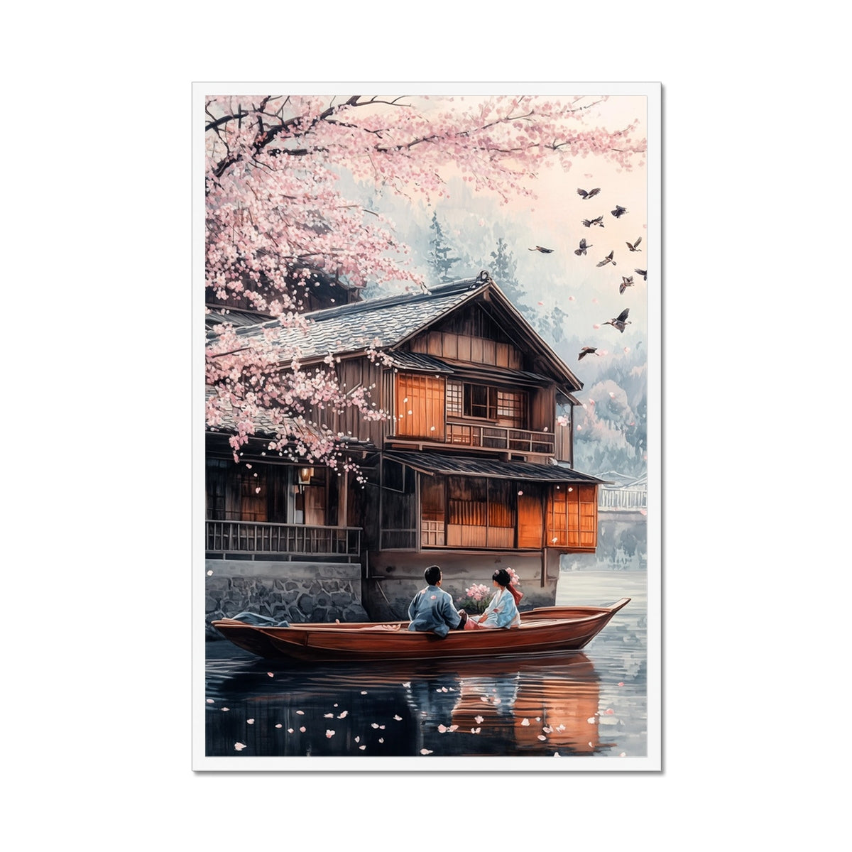 Jen Fargeot Creative | Japanese | Wall Art | Lovers on a Boat | Framed Print
