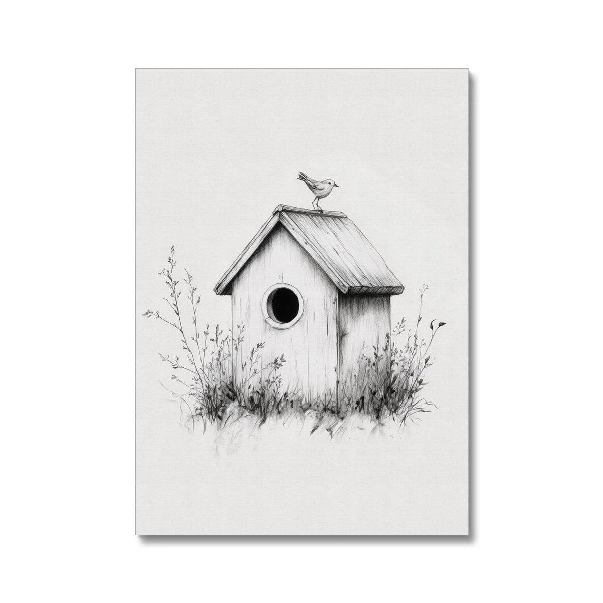 Jen Fargeot Creative | Pencil Drawing | Wall Art | Bird House | Canvas