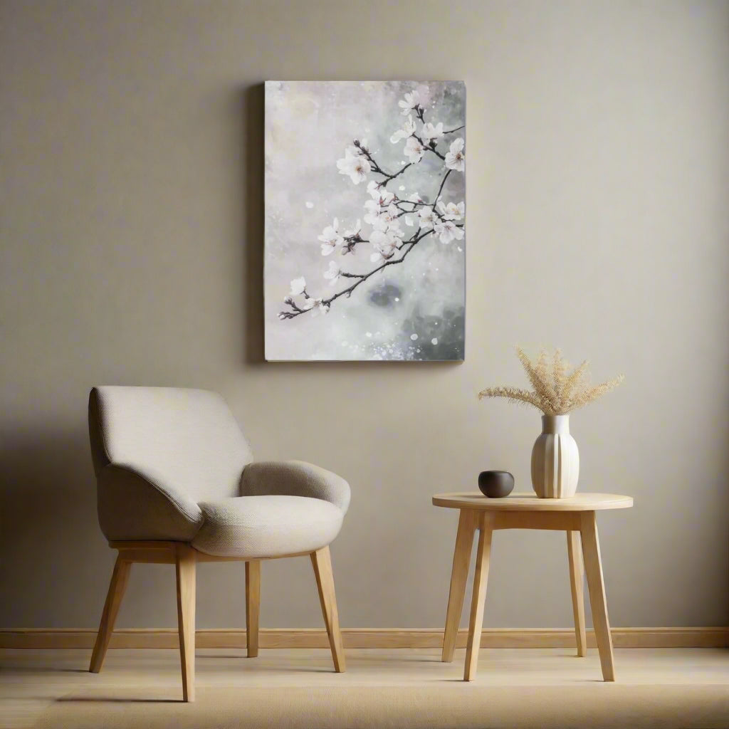 Jen Fargeot Creative | Japanese | Wall Art | White Cherry Blossoms | Canvas