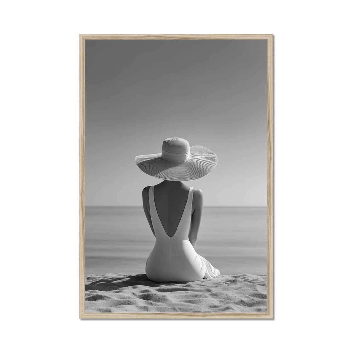 Jen Fargeot Creative | Black & White | Wall Art | Sitting on the Beach | Framed Print