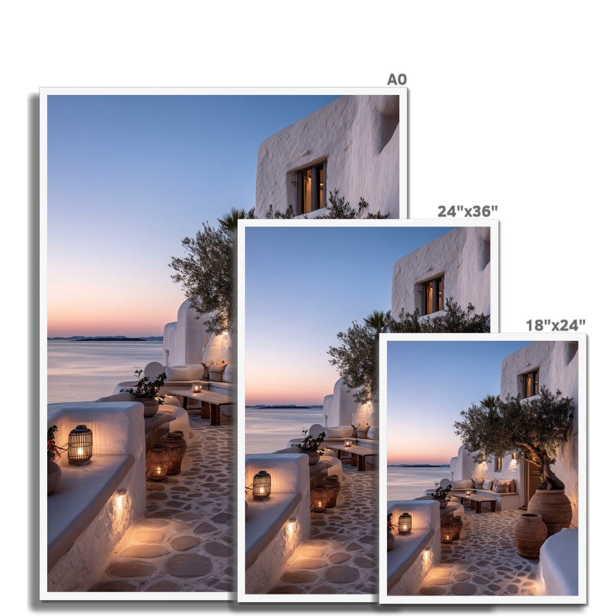 Jen Fargeot Creative | Mediterranean | Wall Art | A Mykonos Dusk | Framed Print