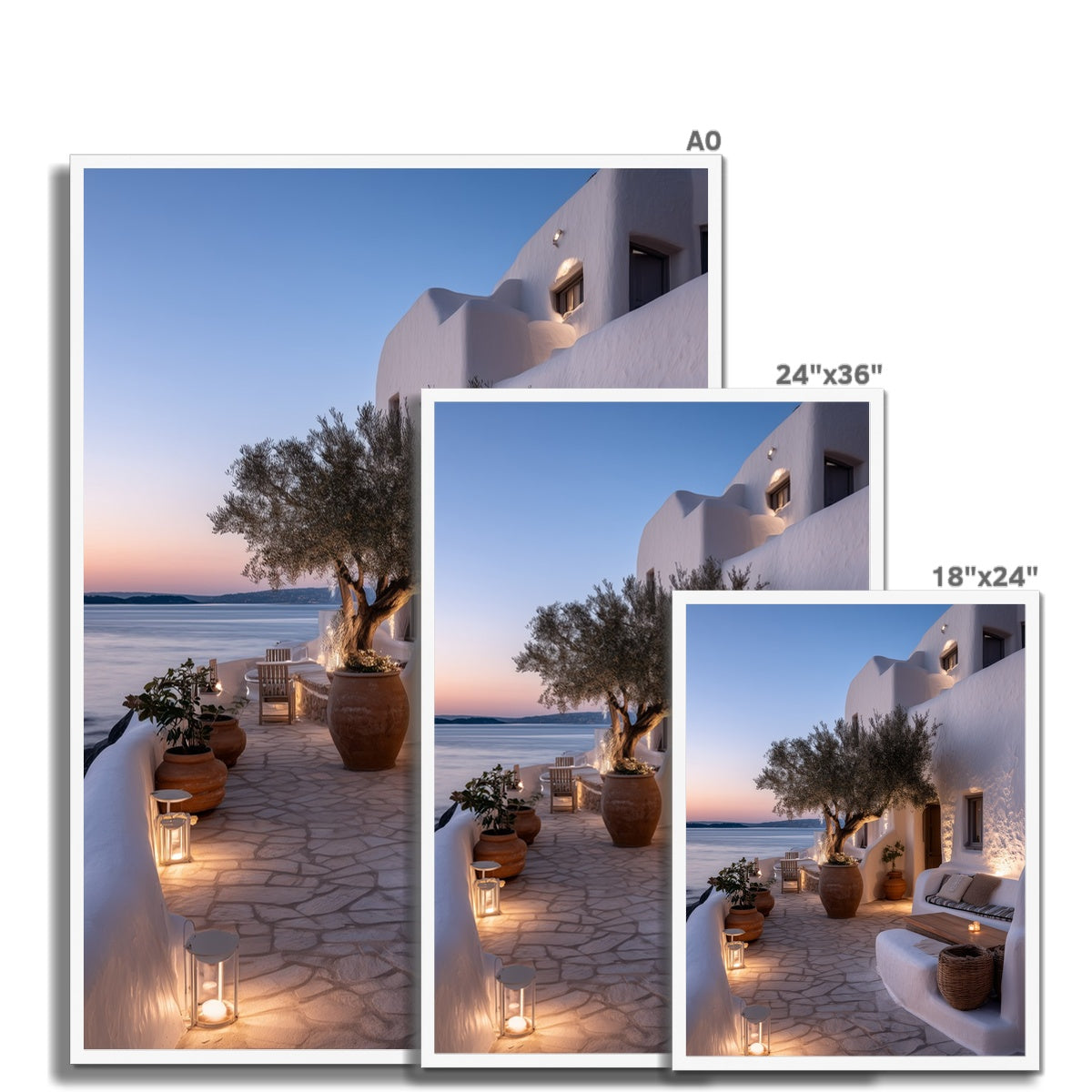 Jen Fargeot Creative | Mediterranean | Wall Art | A Mykonos Dusk (2) | Framed Print