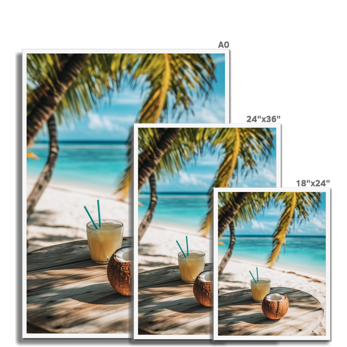 Jen Fargeot Creative | Beach | Wall Art | Beach, Coconut and Pina Colada | Framed Print