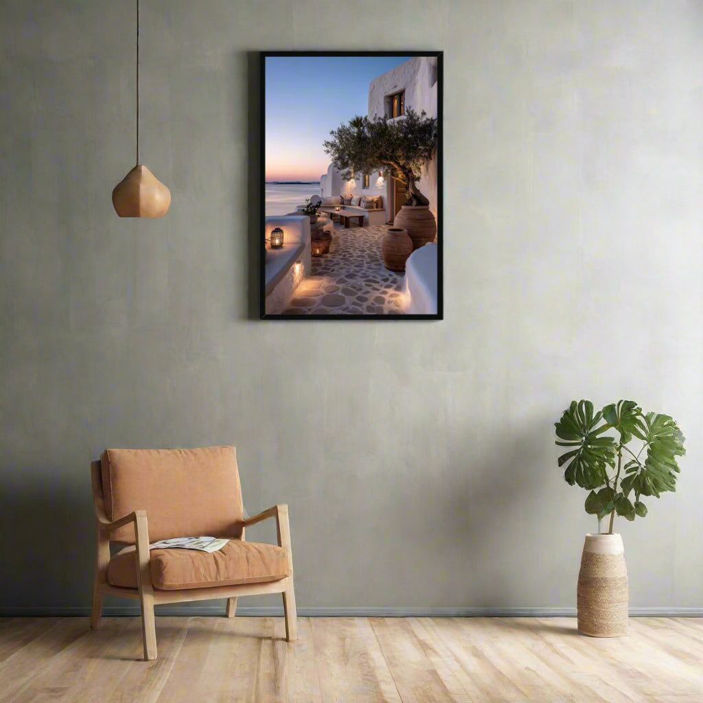 Jen Fargeot Creative | Mediterranean | Wall Art | A Mykonos Dusk | Framed Print