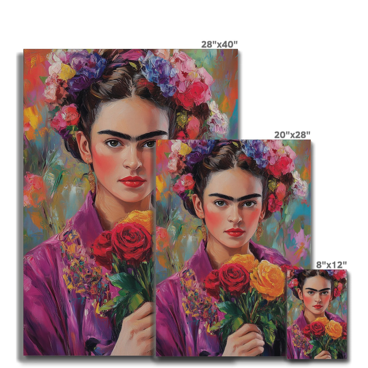 Jen Fargeot Creative | Portrait | Wall Art | Frida Kahlo with Flowers | Canvas