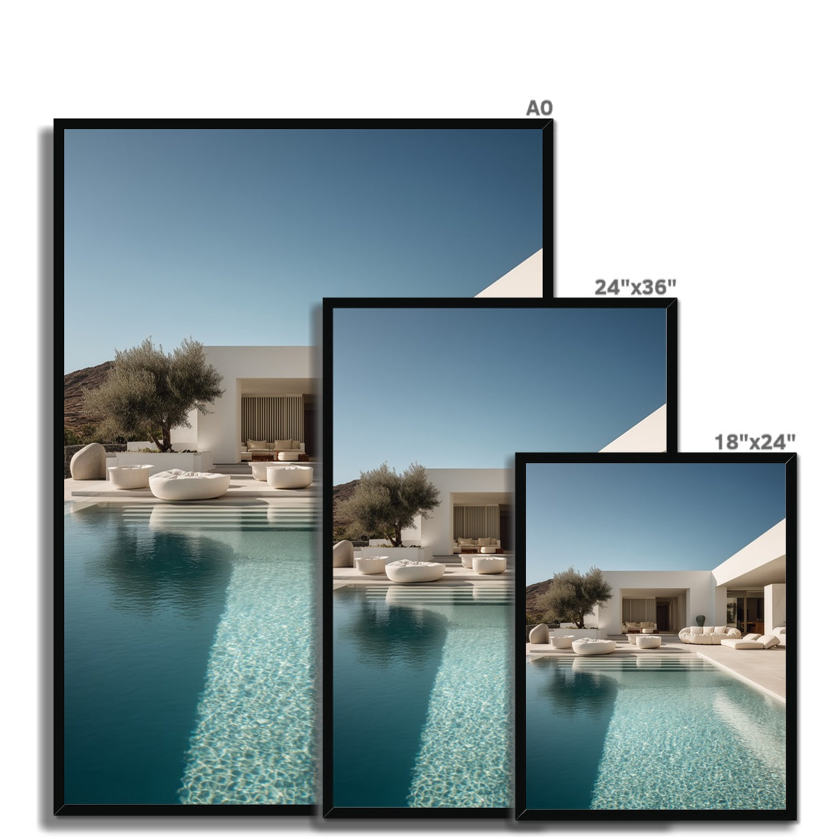 Jen Fargeot Creative | Mediterranean | Wall Art | A Mykonos Villa (2) | Framed Print