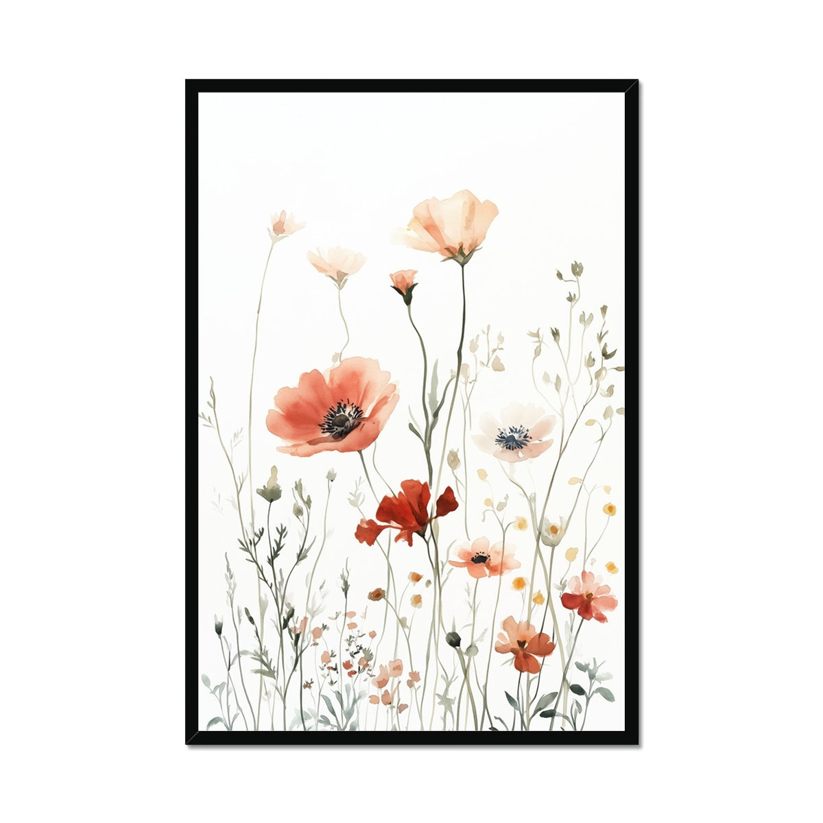 Jen Fargeot Creative | Watercolour | Wall Art | The Wildflowers and the Poppy | Framed Print