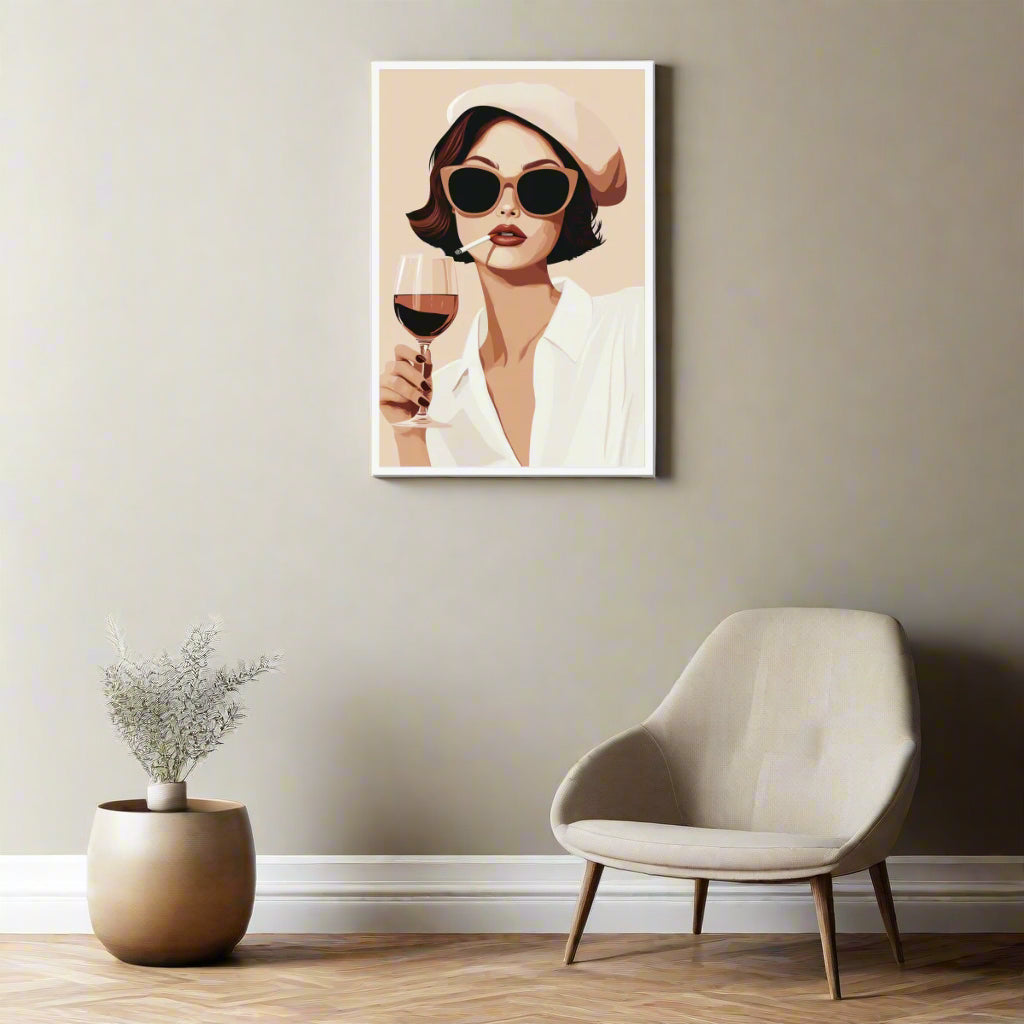 Jen Fargeot Creative | Illustration | Wall Art | Wine & Cigarettes | Framed Print