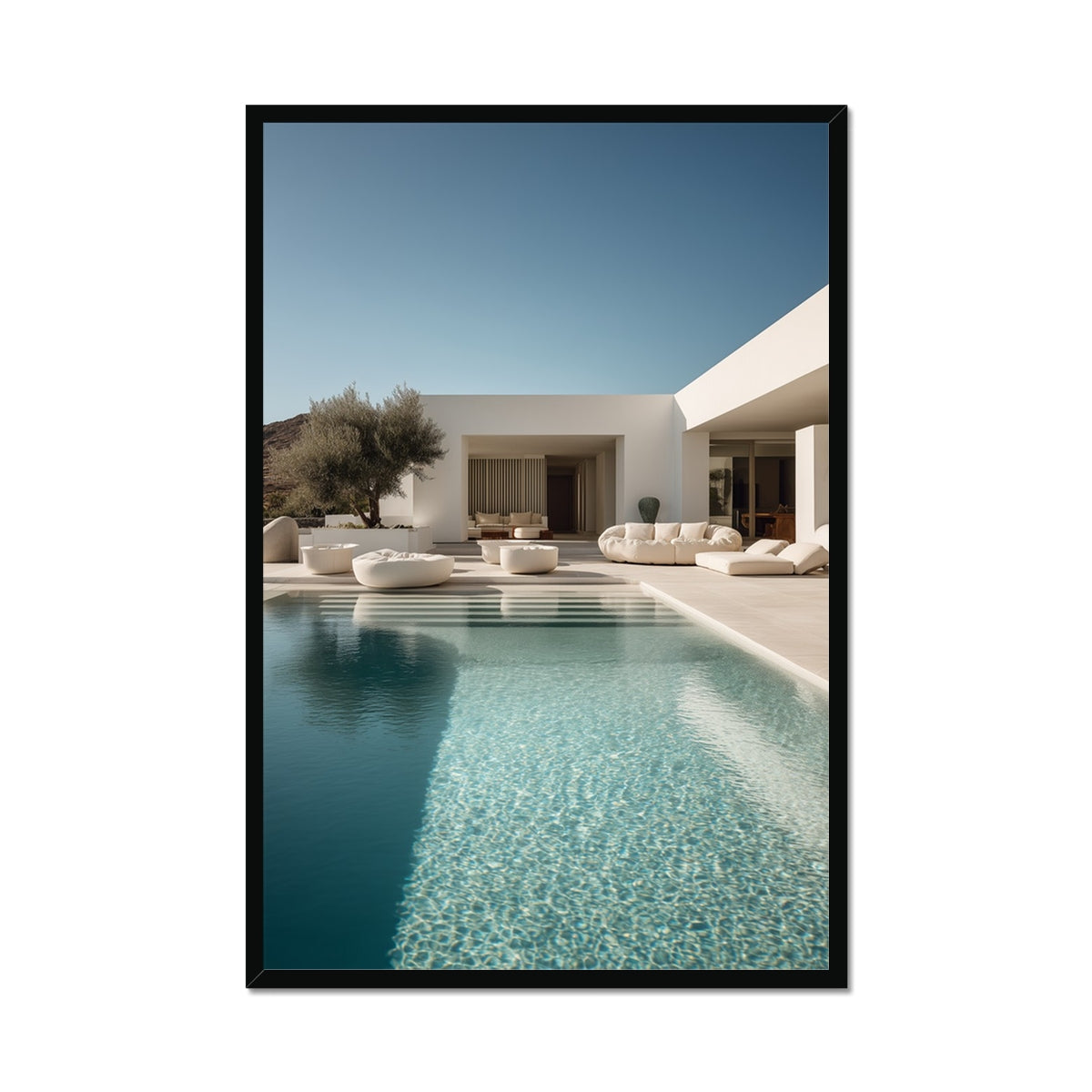 Jen Fargeot Creative | Mediterranean | Wall Art | A Mykonos Villa (2) | Framed Print