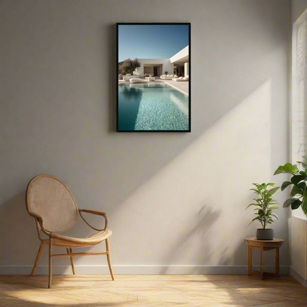Jen Fargeot Creative | Mediterranean | Wall Art | A Mykonos Villa (2) | Framed Print