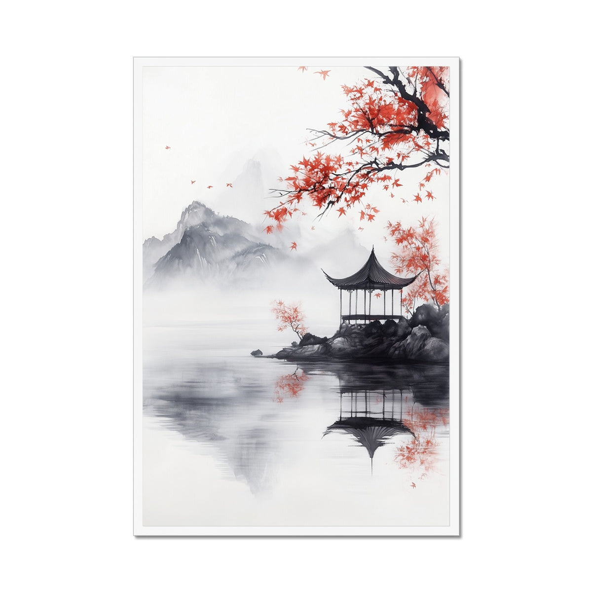 Jen Fargeot Creative | Japanese | Wall Art | Pavilion in the Mist | Framed Print