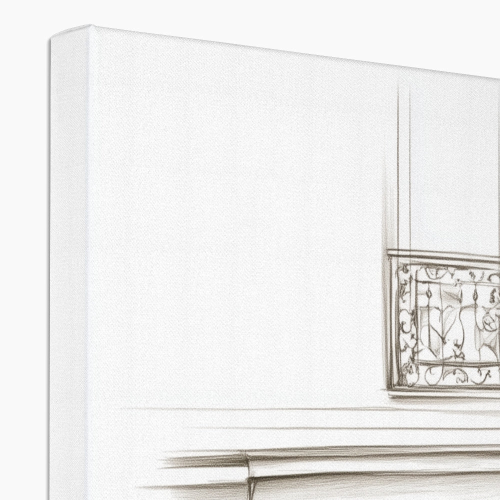 Jen Fargeot Creative | Pencil Drawing | Elegant Parisian Café | Wall Art | Canvas