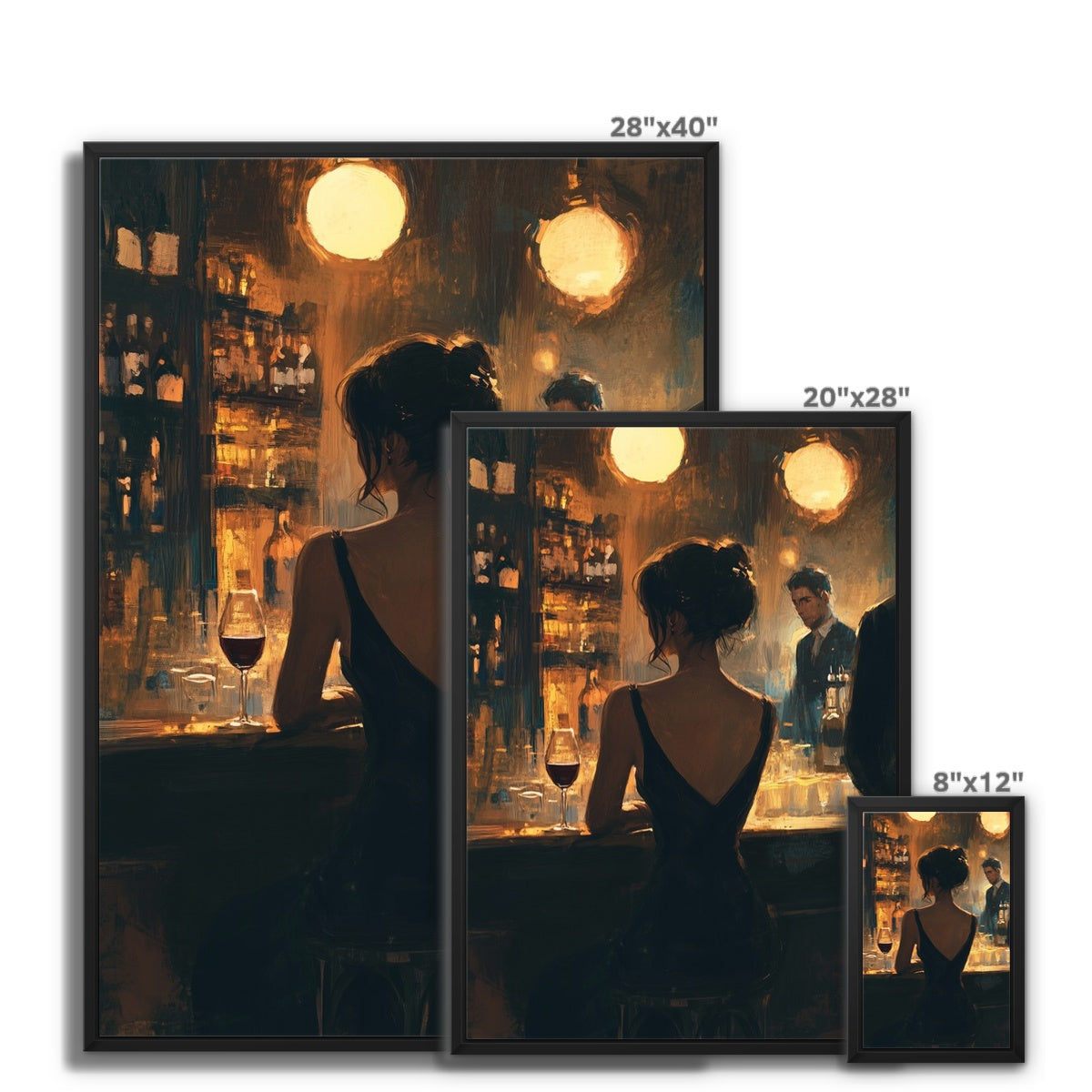 Jen Fargeot Creative | Portrait | Wall Art | Alone at the Bar | Framed Canvas