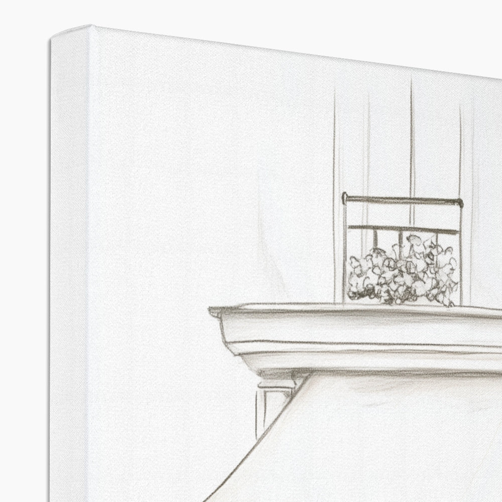 Jen Fargeot Creative | Pencil Drawing | Elegant Parisian Café (2) | Wall Art | Canvas