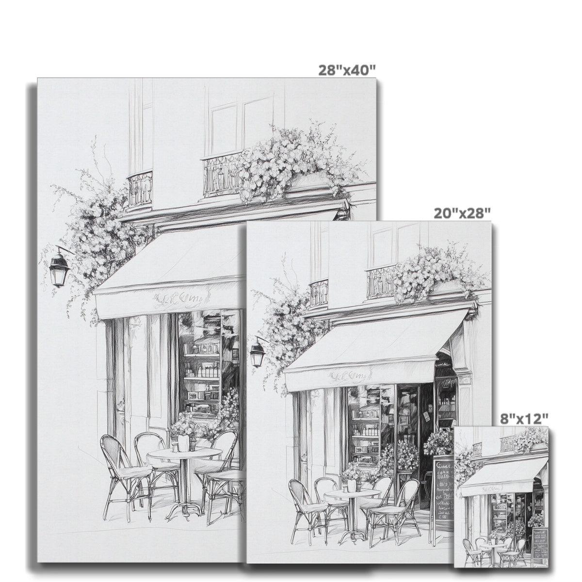 Jen Fargeot Creative | Pencil Drawing | Parisian Coffee Side Profile | Wall Art | Canvas