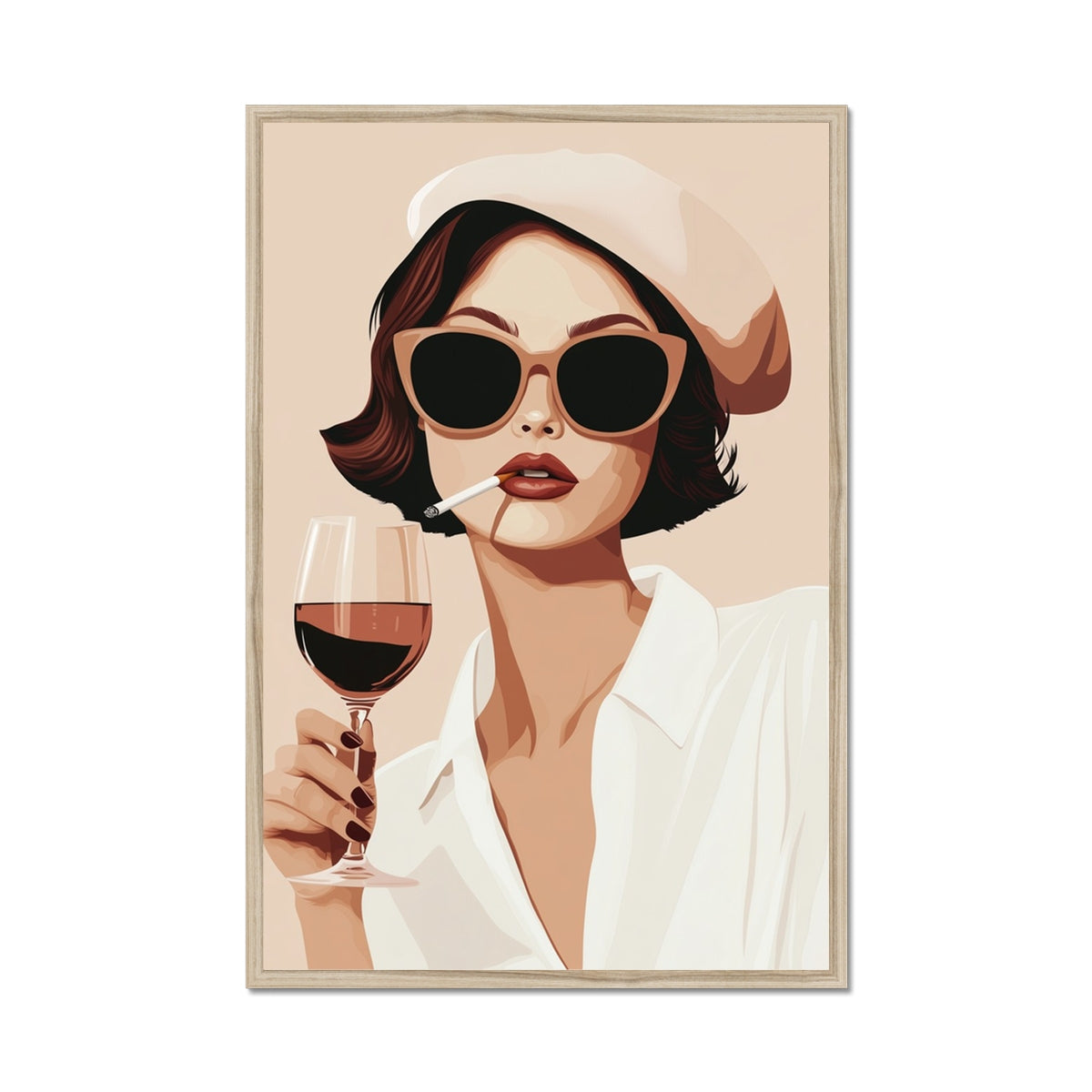 Jen Fargeot Creative | Illustration | Wall Art | Wine & Cigarettes | Framed Print