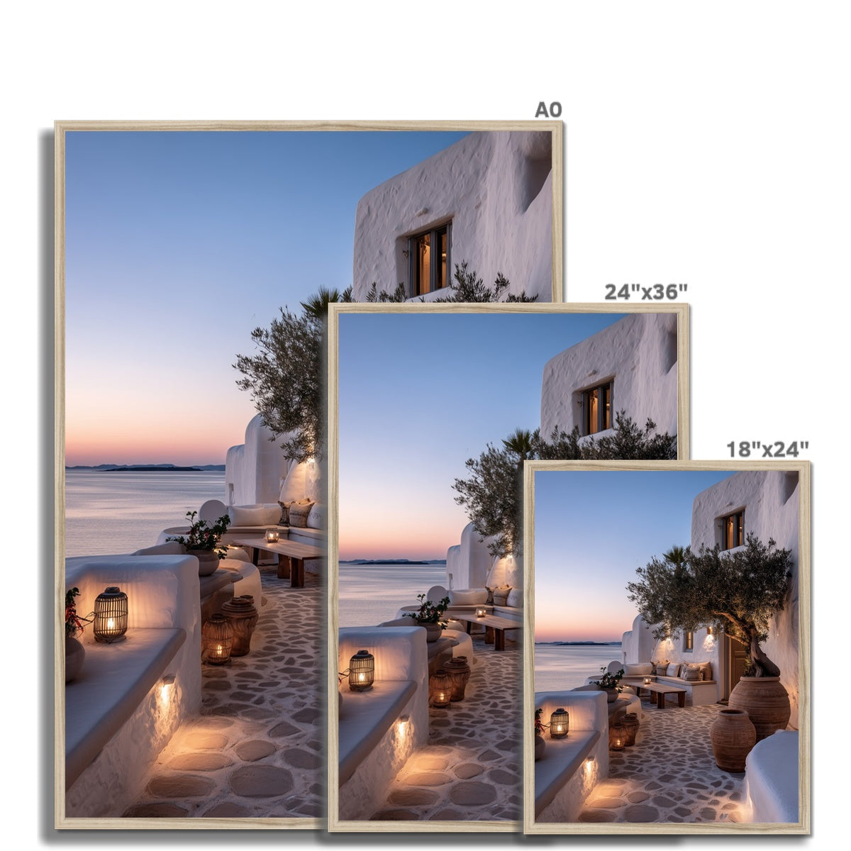 Jen Fargeot Creative | Mediterranean | Wall Art | A Mykonos Dusk | Framed Print