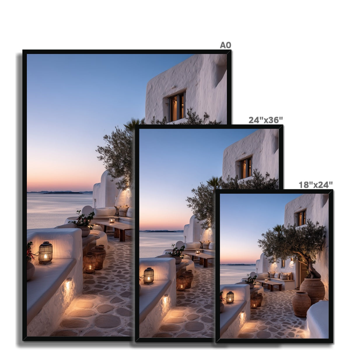 Jen Fargeot Creative | Mediterranean | Wall Art | A Mykonos Dusk | Framed Print