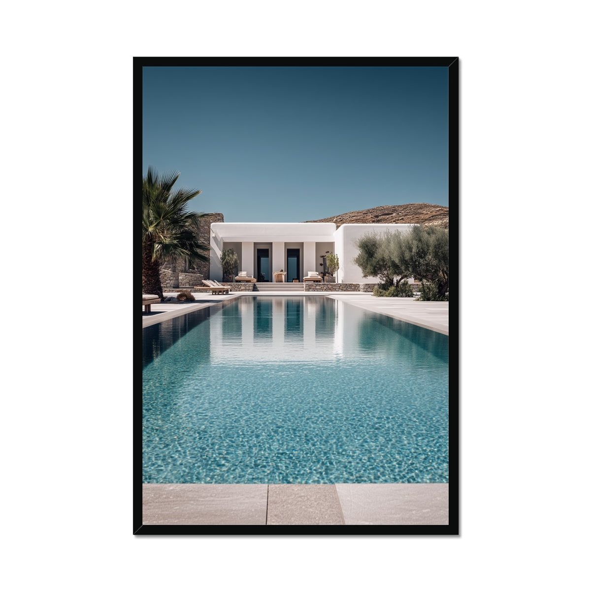 Jen Fargeot Creative | Mediterranean | Wall Art | A Mykonos Villa | Framed Print