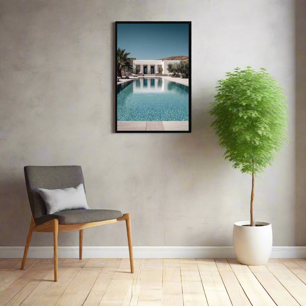 Jen Fargeot Creative | Mediterranean | Wall Art | A Mykonos Villa | Framed Print